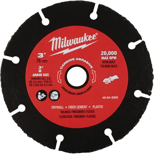 Lame abrasive au carbure, 3" x Arbre de 3/8", Carbure de silicium, 20 000 Tr/min M & M Nord Ouest Inc