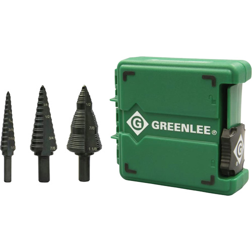 Step Bit Set, 1/8"/3/16" - 1/2"/7/8"/1-1/8"  M & M Nord Ouest Inc