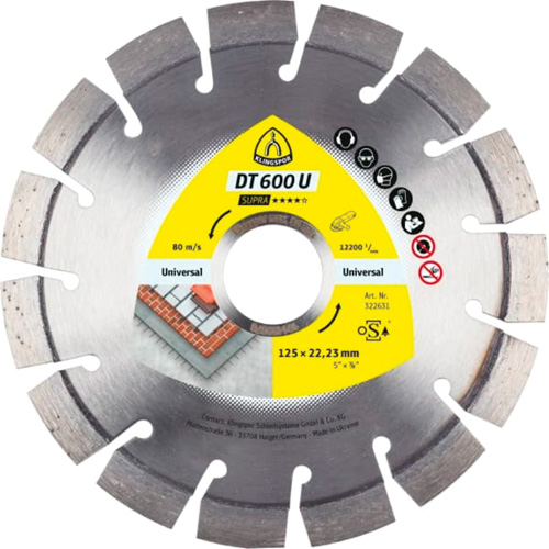 DT 600 U Supra Large Diamond Cutting Blades M & M Nord Ouest Inc