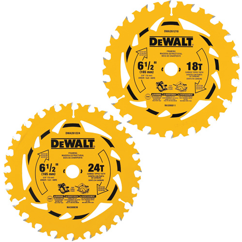 Assortiment de lames de scie circulaire, 6-1/2", 18/24 dents, Pour Bois M & M Nord Ouest Inc