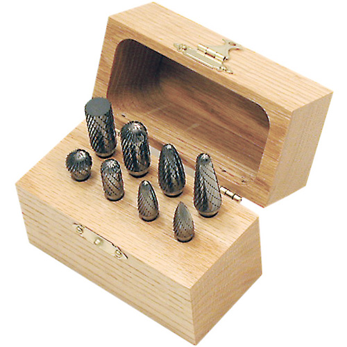 CBK-8 Carbide Bur Set in Wooden Box, 8 Pieces M & M Nord Ouest Inc