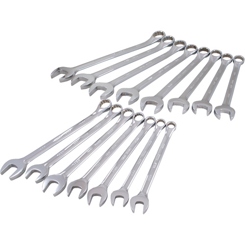 Mirror Chrome Wrench Set, Combination, 15 Pieces, Metric M & M Nord Ouest Inc