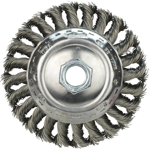Bevel Knot Brush, 4" Dia., 0.023" Fill, 5/8"-11 Arbor M & M Nord Ouest Inc