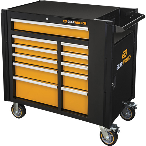 Chariot &agrave; outils &eacute;lectrique, 11 tiroirs, 42-1/2" la x 24-7/16" p x 41" h, Noir/Orange M & M Nord Ouest Inc