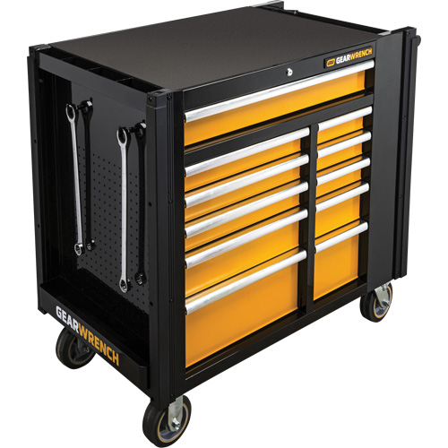 Chariot &agrave; outils &eacute;lectrique, 11 tiroirs, 42-1/2" la x 24-7/16" p x 41" h, Noir/Orange M & M Nord Ouest Inc