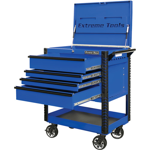 EX Deluxe Series Tool Cart, 4 Drawers, 22-7/8" L x 33" W x 44-1/4" H, Blue M & M Nord Ouest Inc