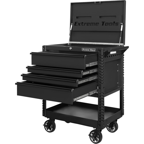 EX Deluxe Series Tool Cart, 4 Drawers, 22-7/8" L x 33" W x 44-1/4" H, Black M & M Nord Ouest Inc