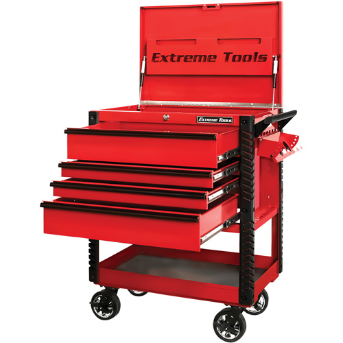 EX Deluxe Series Tool Cart, 4 Drawers, 22-7/8" L x 33" W x 44-1/4" H, Red M & M Nord Ouest Inc