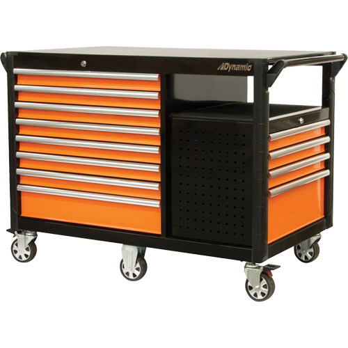 Industrial Cart, 12 Drawers, 31-5/8" L x 52-1/2" W x 40-1/4" H, Black/Orange M & M Nord Ouest Inc
