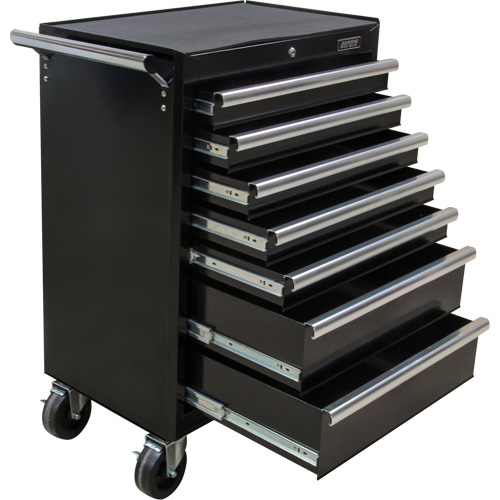 Industrial Tool Cart, 7 Drawers, 27" W x 18-3/4" D x 39" H, Black M & M Nord Ouest Inc