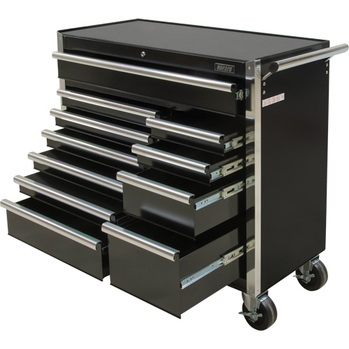 Industrial Tool Cart, 11 Drawers, 41" W x 18-3/4" D x 39-1/3" H, Black M & M Nord Ouest Inc