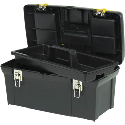 2000 Series Tool Box with Tray, 24" W x 11-1/4" D x 11" H, Black/Yellow M & M Nord Ouest Inc