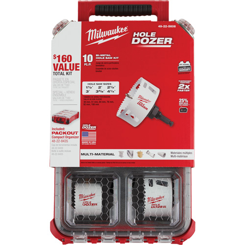 Trousse de scie cloche Packout Hole Dozer, 10 morceaux M & M Nord Ouest Inc