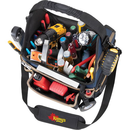 Porte-outils &eacute;lectrique/CHVAC &agrave; base moul&eacute;e, Polyester balistique, 20 pochettes, Noir/Bleu M & M Nord Ouest Inc