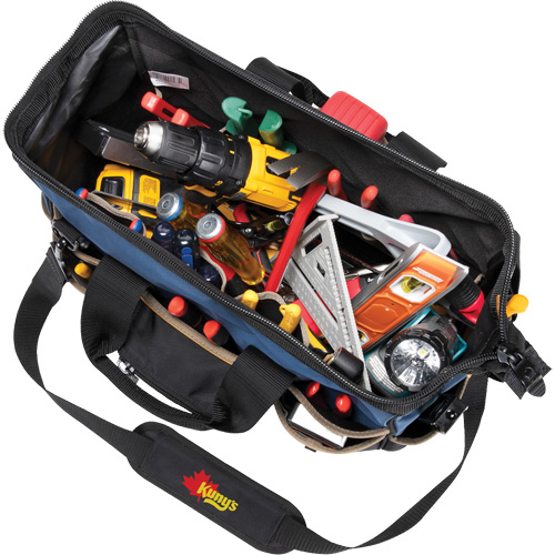 Sac &agrave; outils fourre-tout Big-Mouth &agrave; base moul&eacute;e, Polyester balistique, 23 pochettes, Noir/Bleu M & M Nord Ouest Inc