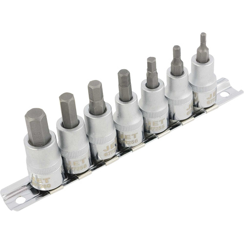 HSW3811M 7-Piece Metric 2" Long Hex Bit Socket Set, Hex, 3/8" Drive, 7 Pcs M & M Nord Ouest Inc