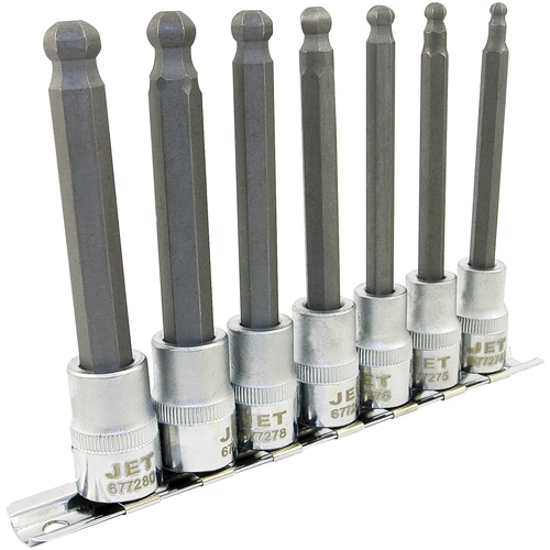 LHSW-3807M Metric 4" Long Ball Nose Socket Set, Hex Ball, 3/8" Drive, 7 Pcs M & M Nord Ouest Inc