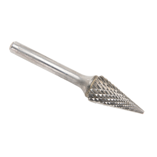 Solid Carbide Burrs - Pointed Cone Shape, SM-5, 1/2" Dia., 1/4" Shank, 22.2 mm Depth of Cut M & M Nord Ouest Inc