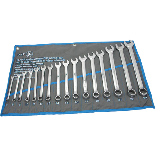 Fully Polished Long Pattern Combination Wrench Set, Combination, 16 Pieces, Metric M & M Nord Ouest Inc