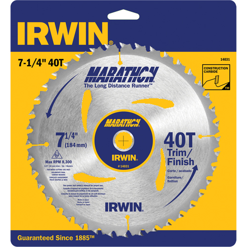 Lames de scie pour entrepreneur - Lames de scie Marathon, 7-1/4", 40 dents, Pour Bois M & M Nord Ouest Inc