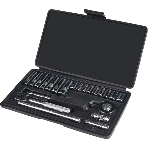 Socket Set, 22 Pcs, 1/4" Drive Size, Deep M & M Nord Ouest Inc