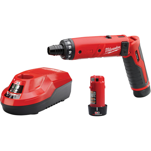 Ensemble tournevis hexagonaux M4, 1/4", 4 V, 44 lb-po couple max., Lithium-ion bloc-pile M & M Nord Ouest Inc