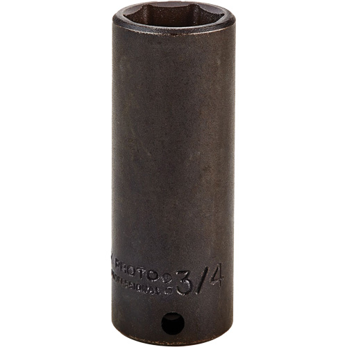 Socket, Impact, 3/4", 3/8" Drive, 6 Points, Deep M & M Nord Ouest Inc