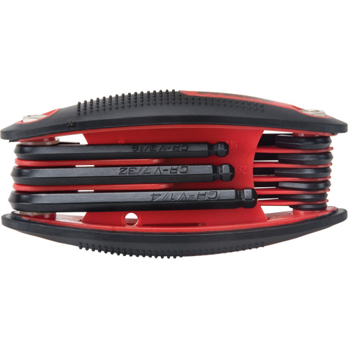 Ball End Fold-Up Hex Key Set, 9 Pcs., Imperial M & M Nord Ouest Inc