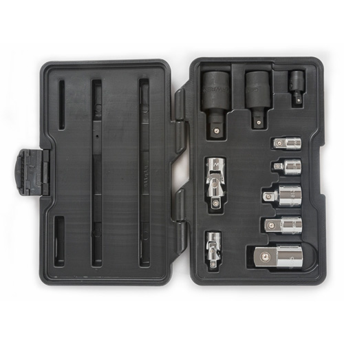 Jeu de douilles &agrave; joints et d'adaptateurs de douilles universelles 1/4", 3/8" et 1/2" &agrave; 10 pi&egrave;ces M & M Nord Ouest Inc