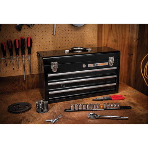 Portable Tool Box, 20" W, 3 Drawers, Black M & M Nord Ouest Inc