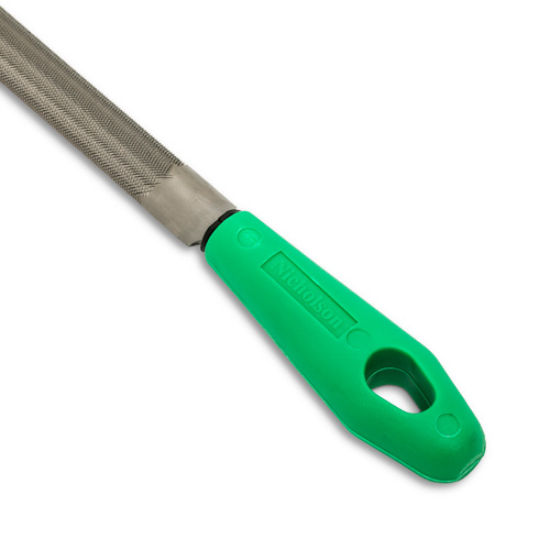 Lime &agrave; taille crois&eacute;e avec poign&eacute;e verte, Demi-ronde, 8", B&acirc;tarde M & M Nord Ouest Inc