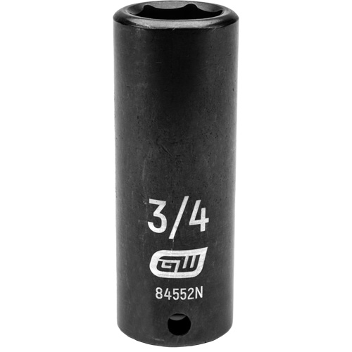 SAE Socket, Impact, 3/4", 1/2" Drive, 6 Points, Deep M & M Nord Ouest Inc