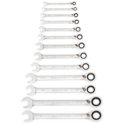 72-Tooth 12 Point Reversible Ratcheting SAE Wrench Set, Combination, 13 Pieces, Imperial M & M Nord Ouest Inc