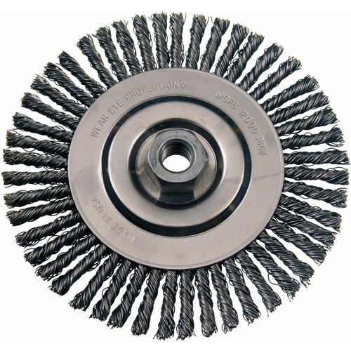 Brosses m&eacute;talliques &agrave; touret, Dia. 4-7/8", Fils 0,02", Arbre 5/8"-11, Acier M & M Nord Ouest Inc