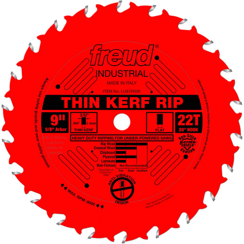 TCS Industrial Saw Blade - Rip/Crosscut Thin Kerf, 9", 22 Teeth, Wood Use M & M Nord Ouest Inc