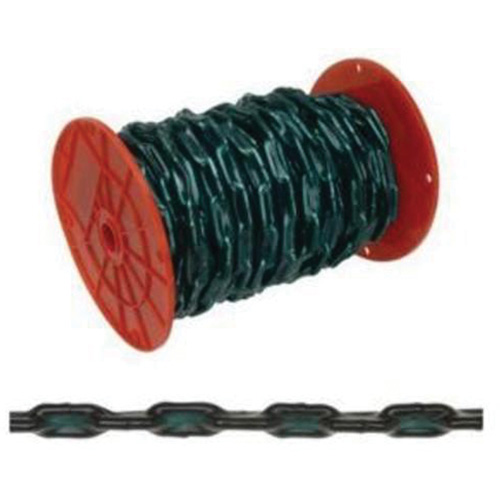 Straight Link Coil Chain with Green Sleeve, Low Carbon Steel, 2/0 x 60' (18.3 m) L, 520 lbs. (0.26 tons) Load Capacity M & M Nord Ouest Inc