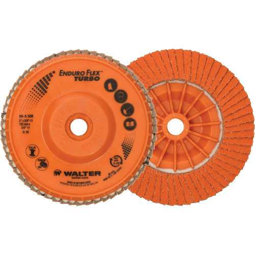 Enduro-Flex Turbo Flap Disc, 5" x 5/8"-11, Type 27S, 80 Grit, Ceramic M & M Nord Ouest Inc