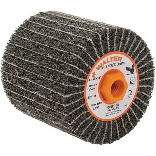 Two-In-One Finishing Drums, 4-1/4" Dia. x 4" W, 5/8"-11 Arbor, 80 Grit M & M Nord Ouest Inc