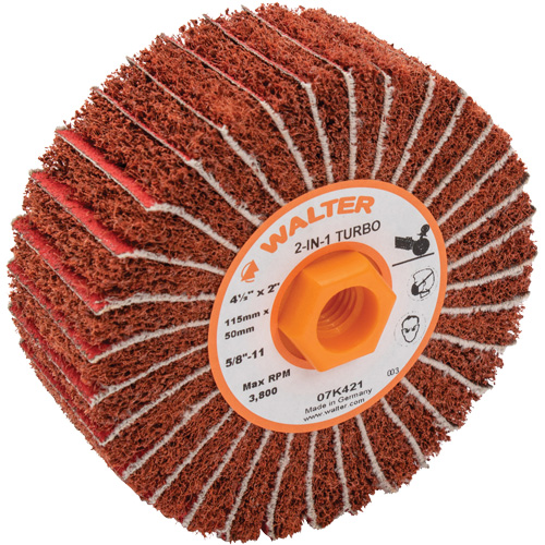 Tambours turbo Two-In-One, 4-1/2" dia. x 2" la, 5/8"-11 Arbre, Grain 60 M & M Nord Ouest Inc