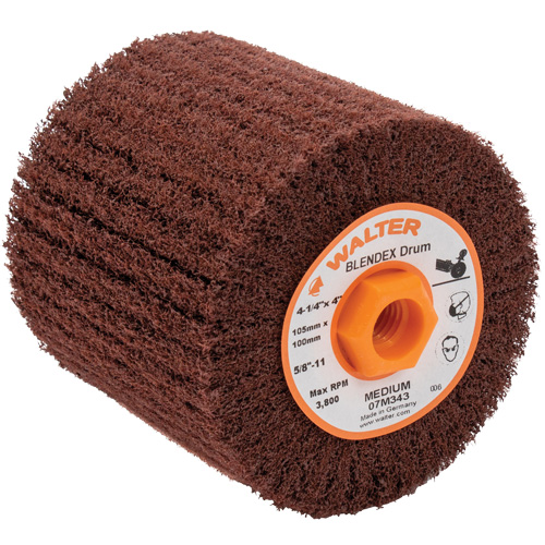 Tambour de conditionnement de surface Blendex, 4-1/4" dia. x 4" la, 5/8"-11 Arbre, Grain Moyen M & M Nord Ouest Inc