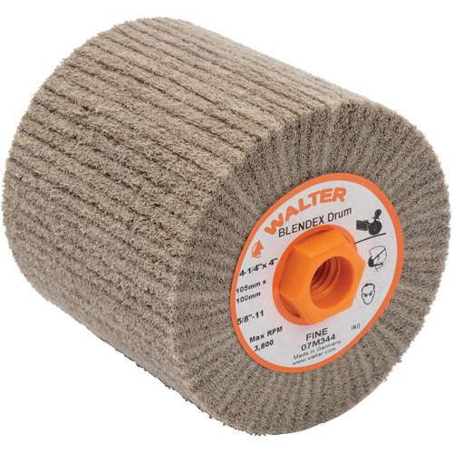 Blendex Surface Conditioning Drum, 4-1/4" Dia. x 4" W, 5/8"-11 Arbor, Fine Grit M & M Nord Ouest Inc