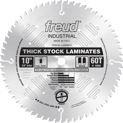 Industrial Saw Blade - Chipboard, 10", 60 Teeth, Laminate Use M & M Nord Ouest Inc