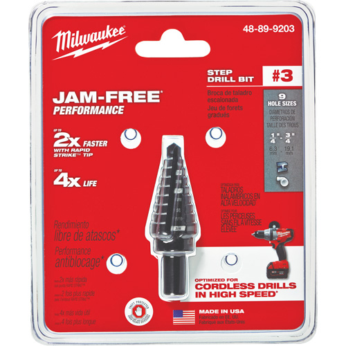Foret &eacute;tag&eacute; no 3, 1/4" - 3/4", Incr&eacute;ments de 1/16", Acier rapide M & M Nord Ouest Inc