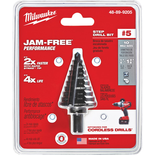 Foret &eacute;tag&eacute; no 5, 1/4" - 1-3/8", Incr&eacute;ments de 1/8", Acier rapide M & M Nord Ouest Inc