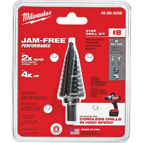 Foret &eacute;tag&eacute; no 8, 1/2" - 1", Incr&eacute;ments de 1/16", Acier rapide M & M Nord Ouest Inc