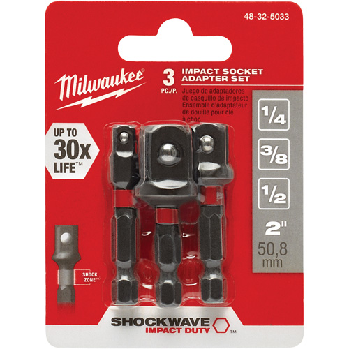 Jeu d'adaptateur de douilles &agrave; chocs Shockwave, 1/4" Prise, Sph&eacute;rique, 1-7/8" lo M & M Nord Ouest Inc