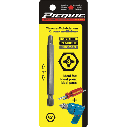 Embout, Phillips, Embout #3, Prise 1/4", Longueur 3" M & M Nord Ouest Inc