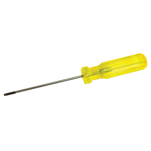 Electrician's Slotted Screwdriver, 1/8" Tip, Round, 7-1/4" L, Plastic Handle M & M Nord Ouest Inc