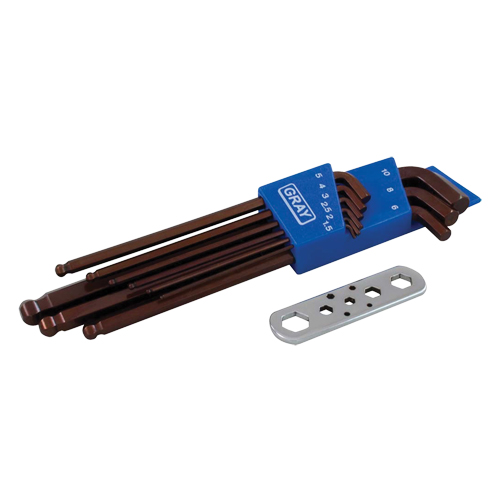 Long Arm Ball Hex Key Set, 9 Pcs., Metric M & M Nord Ouest Inc