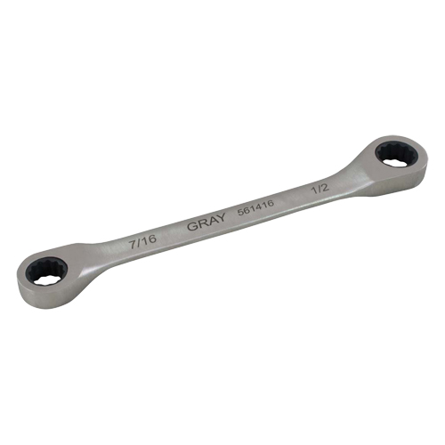 Double Box End Gear Ratcheting Wrench, 12 Point, 5/16" x 3/8", Plain Finish M & M Nord Ouest Inc